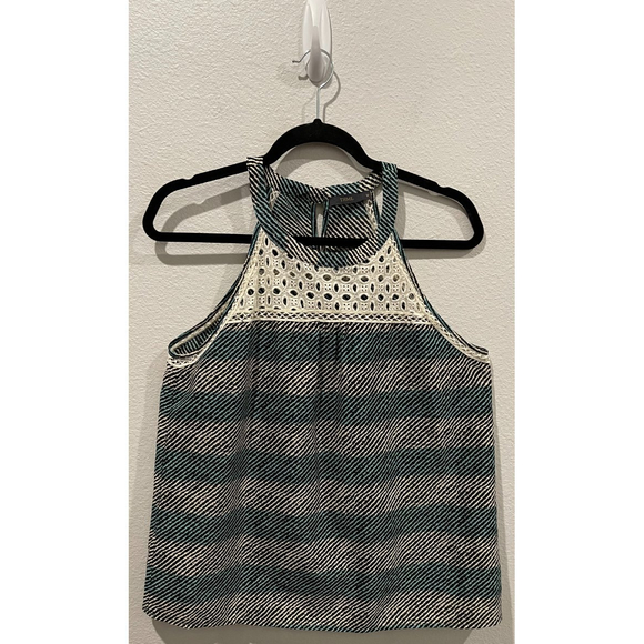 THML Sleeveless Grey Cream Halter Blouse - Picture 1 of 4